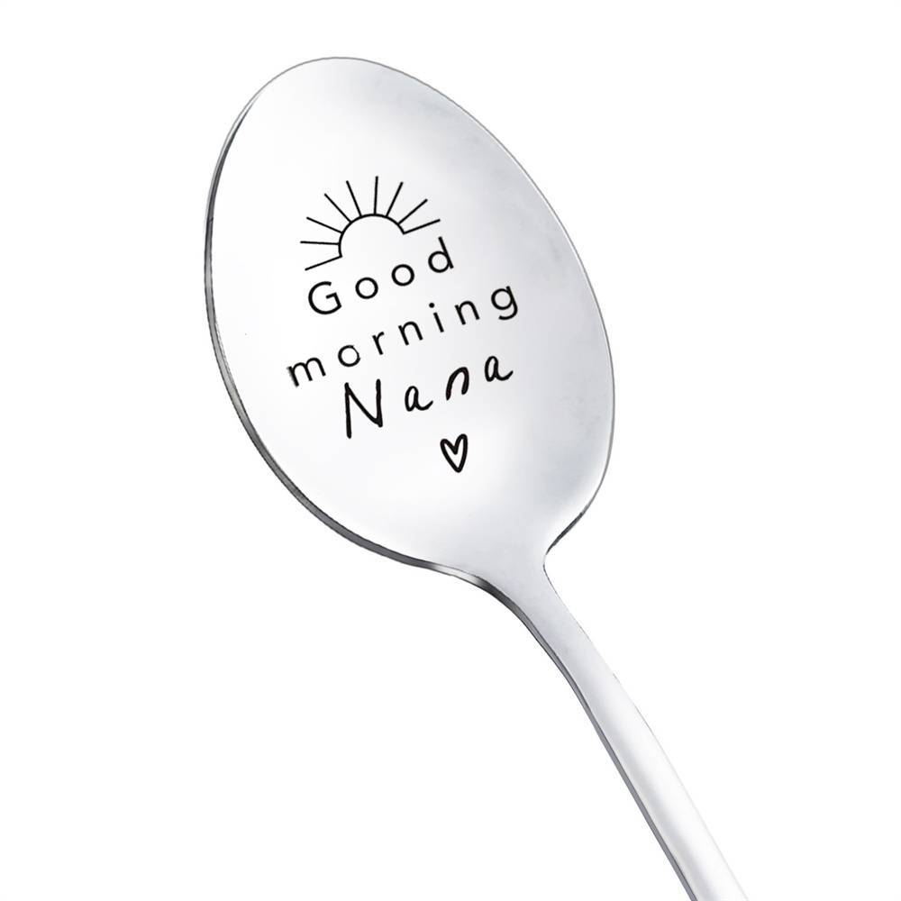 Good Morning Coffee Spoon Stainless Steel Spoon Gift for Nana Papa Mom