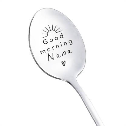 Good Morning Coffee Spoon Stainless Steel Spoon Gift for Nana Papa Mom