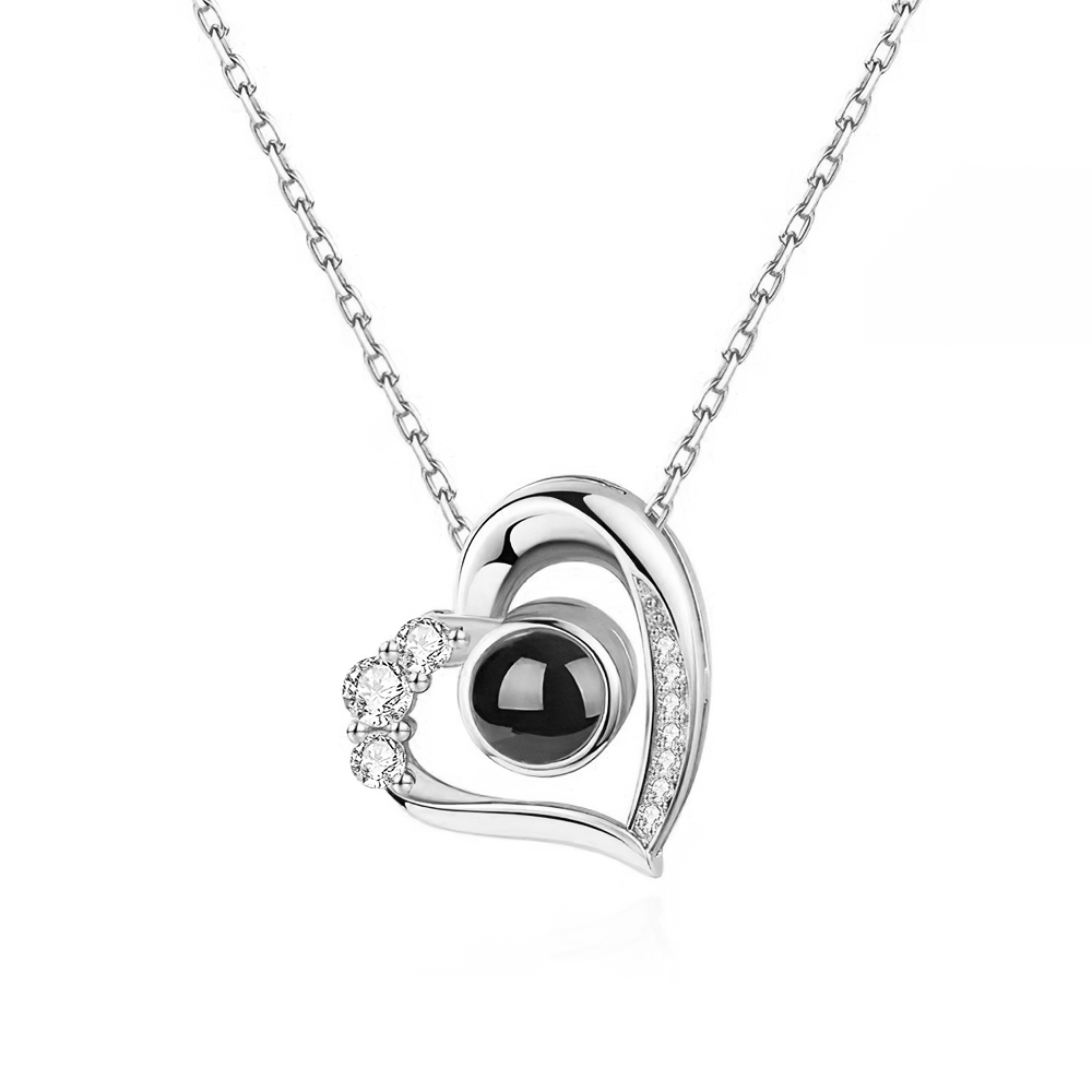 Personalized Heart Projection Necklace - 925 Sterling Silver