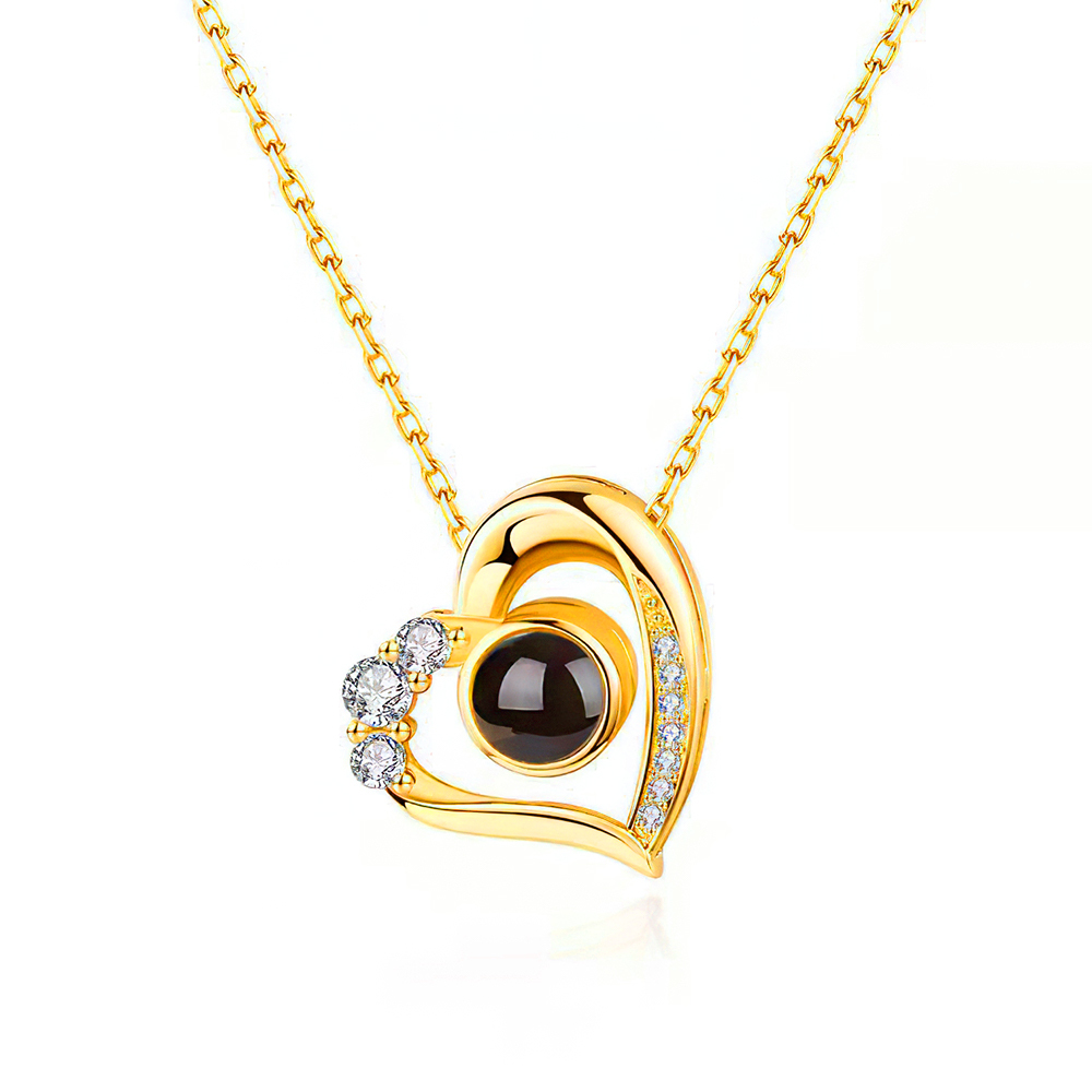 Personalized Heart Projection Necklace - 925 Sterling Silver