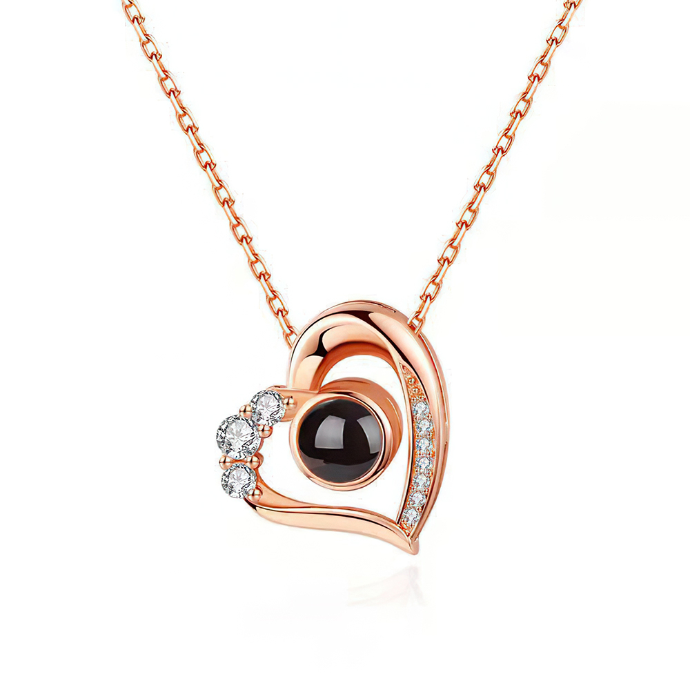Personalized Heart Projection Necklace - 925 Sterling Silver