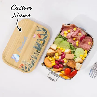 Personalized Lunch Box for Children Custom Stainless Steel Lunch Box with Name Back to School Gift for Children