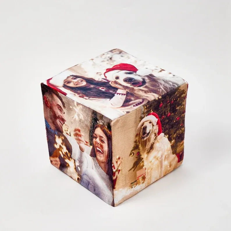 Cube Pillow, Custom pillow, Photo Pillow, Christmas Pillow, Gift for him , Gift for family, long distance relationship gift for boyfriend