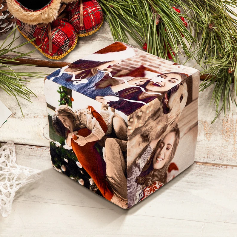 Cube Pillow, Custom pillow, Photo Pillow, Christmas Pillow, Gift for him , Gift for family, long distance relationship gift for boyfriend