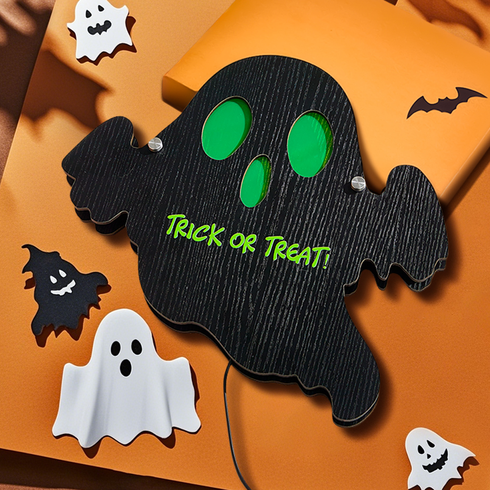 Personalized Trick or Treat Ghost Light with Text Halloween Night Light Gift for Family or Friend
