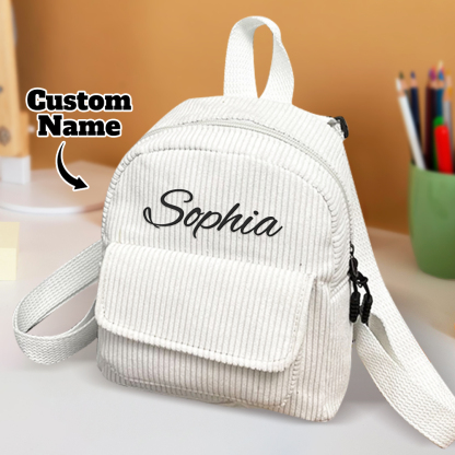 Personalized Mini Backpack with Name Corduroy School Bag Back to School Gift for Kids