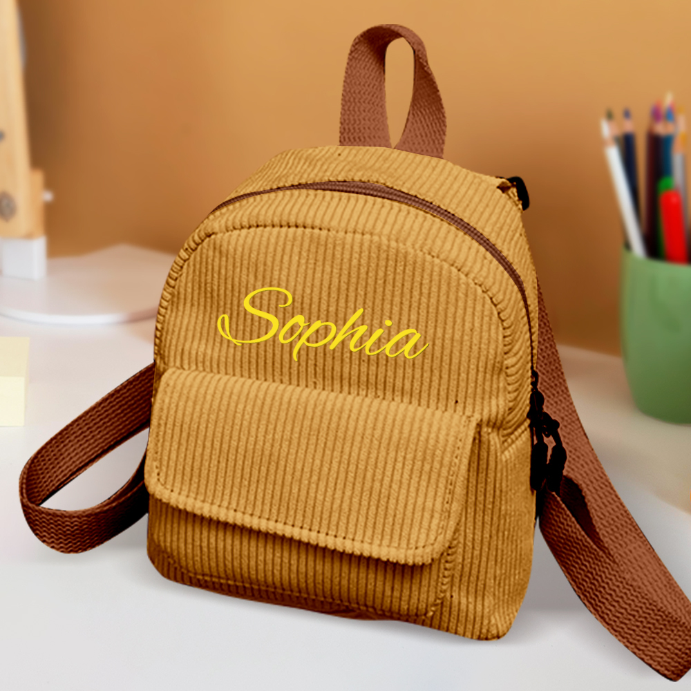 Personalized Mini Backpack with Name Corduroy School Bag Back to School Gift for Kids