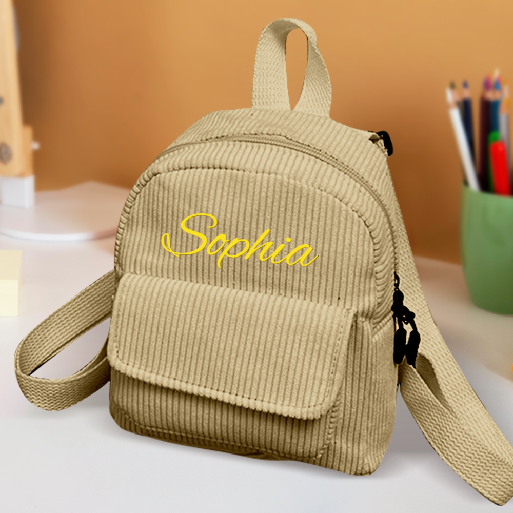 Personalized Mini Backpack with Name Corduroy School Bag Back to School Gift for Kids