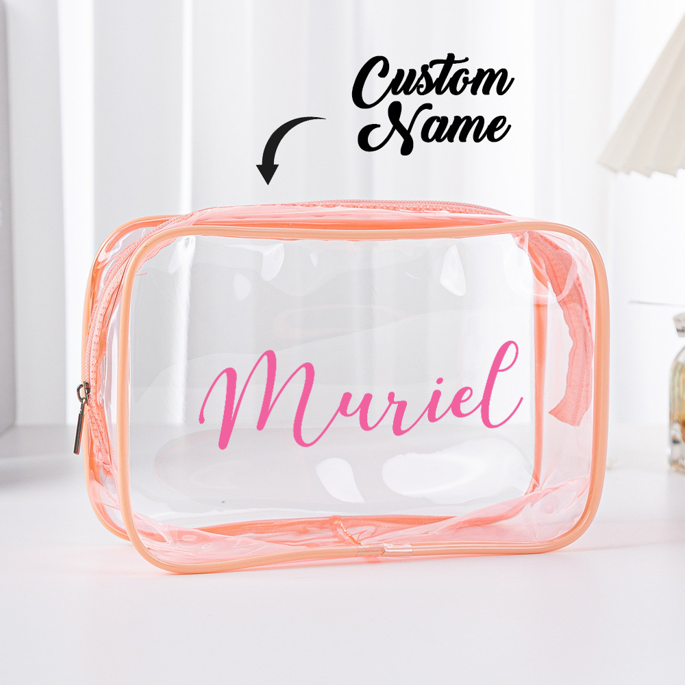 Personalized Name Makeup Bag Clear Waterproof Cosmetic Bag Birthday Wedding Gift for Her