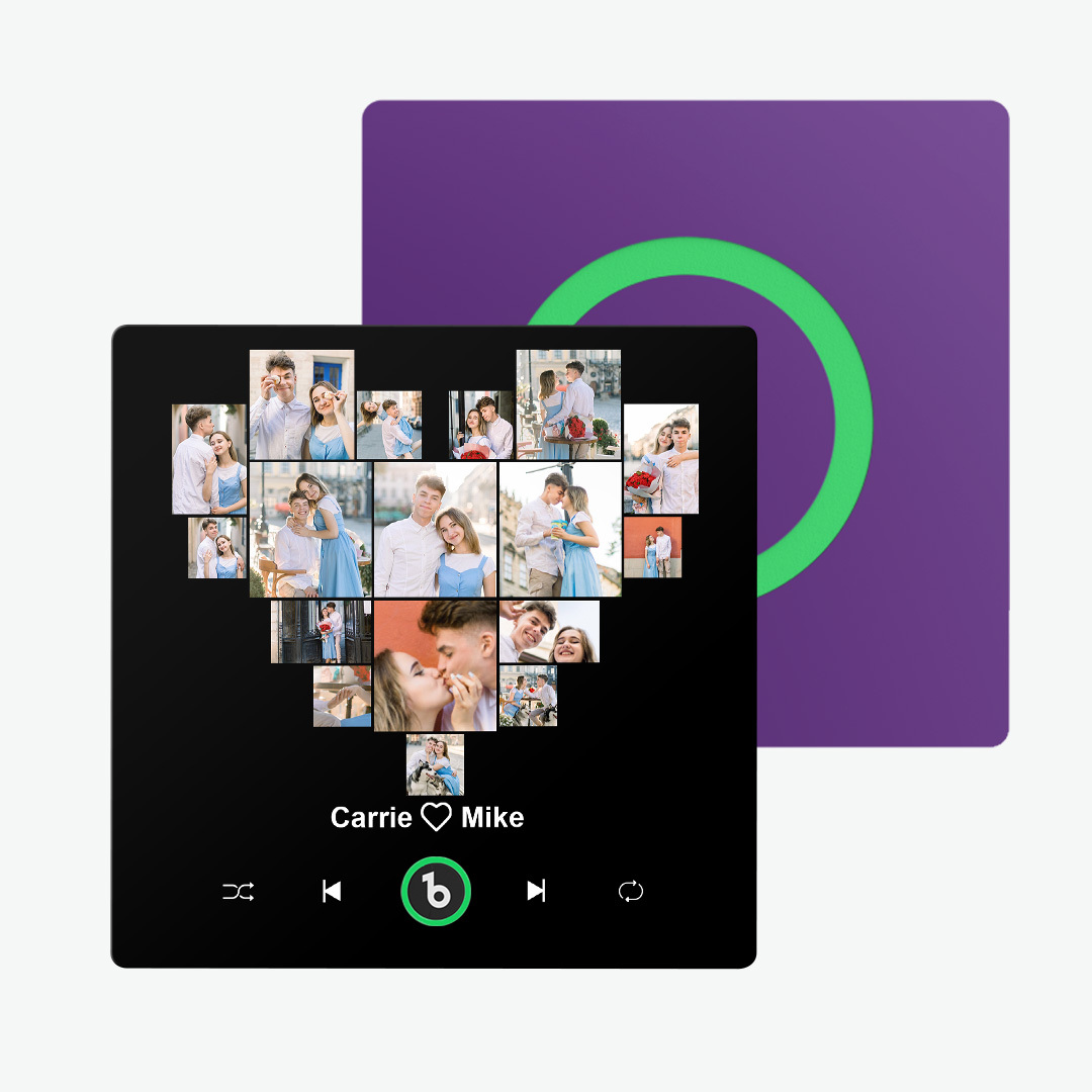 FridgeBeats Frameless Custom Photos Name with Heart Music Fridge Magnet Sticker Special for Valentine's Day New 4.0 Upgrade