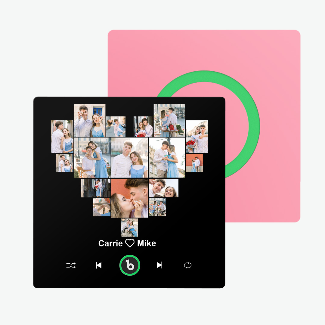 FridgeBeats Frameless Custom Photos Name with Heart Music Fridge Magnet Sticker Special for Valentine's Day New 4.0 Upgrade