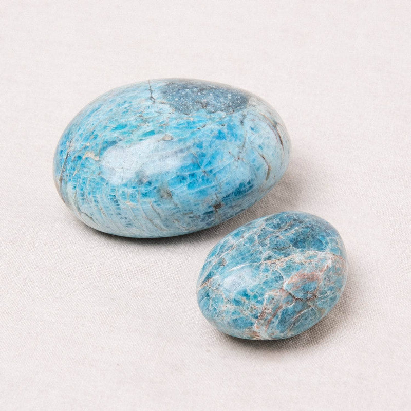 Blue Apatite Crystal Palm Stone – Throat Chakra Healing