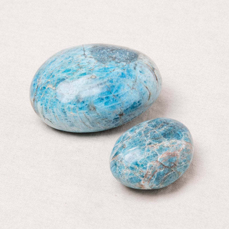 Blue Apatite Crystal Palm Stone – Throat Chakra Healing