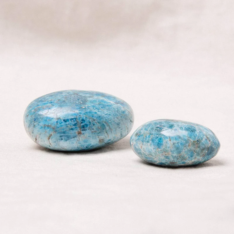 Blue Apatite Crystal Palm Stone – Throat Chakra Healing
