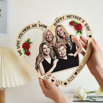 Custom Photo Engraved Pendant Heart Shaped Mother's Day Gifts