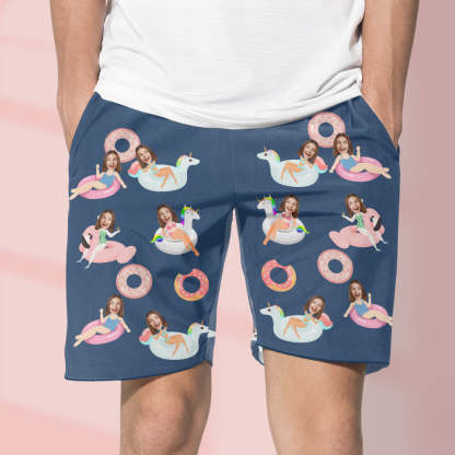 Custom Face Beach Trunk Shorts Swimwear Donut Outdoor Gifts