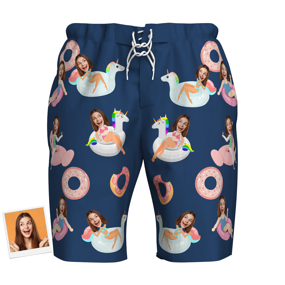 Custom Face Beach Trunk Shorts Swimwear Donut Outdoor Gifts