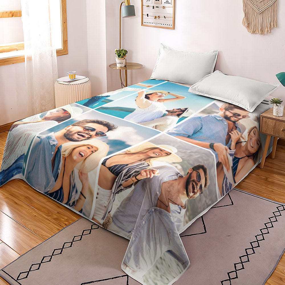Custom Photo Collage Bedding Personalized Bedding Duvet Cover Double Bed Sheet Gifts