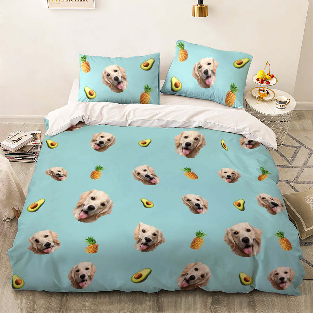 Personalized Pet Face Photo Bedding Set Custom Bedding Duvet Cover Bedding Sheet Gifts