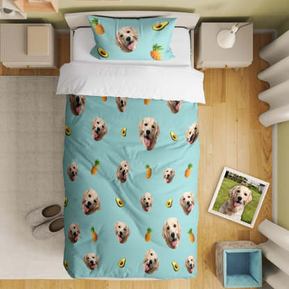 Personalized Pet Face Photo Bedding Set Custom Bedding Duvet Cover Bedding Sheet Gifts