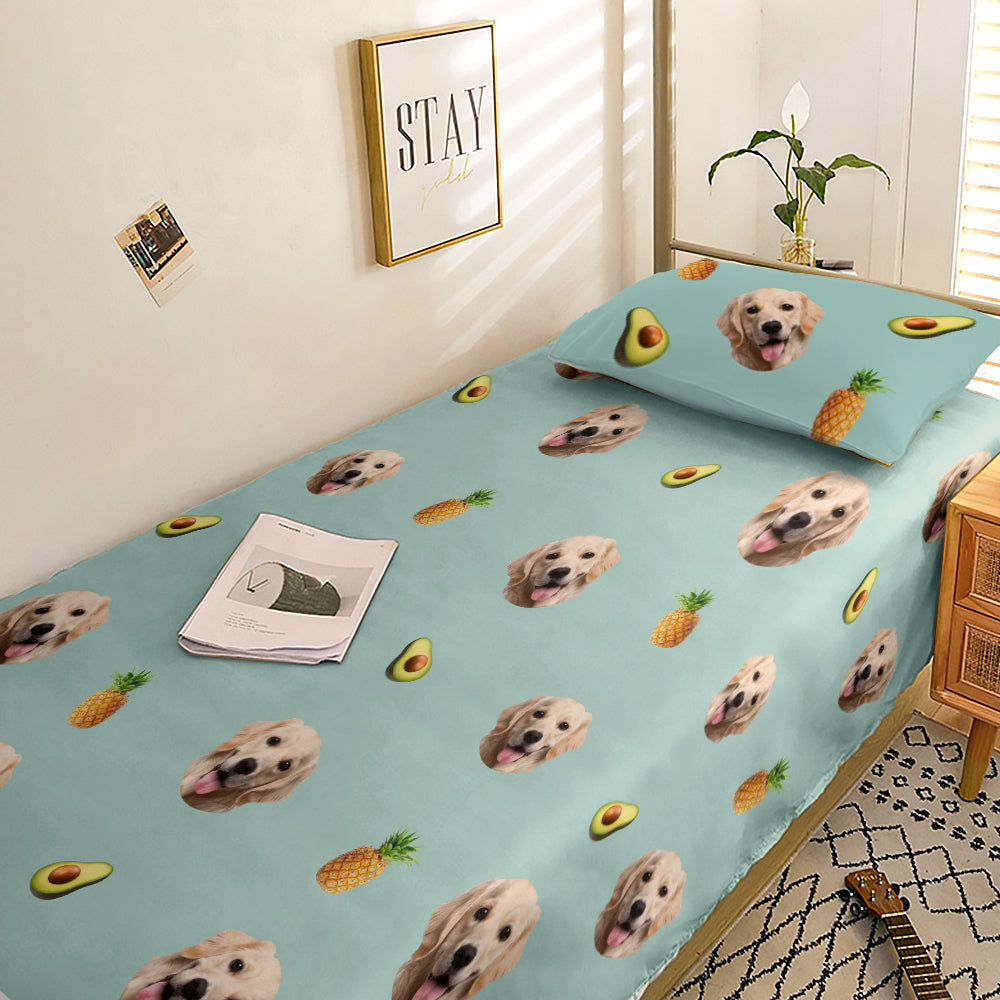 Personalized Pet Face Photo Bedding Set Custom Bedding Duvet Cover Bedding Sheet Gifts