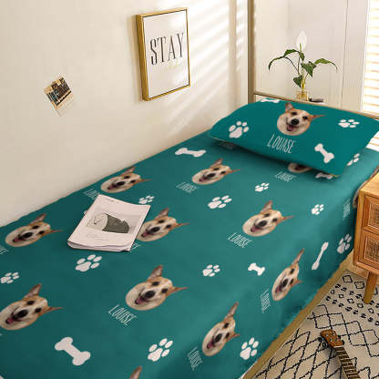 Personalized Pet Face Photo Bedding Set Custom Bedding Duvet Cover Bedding Sheet Gifts