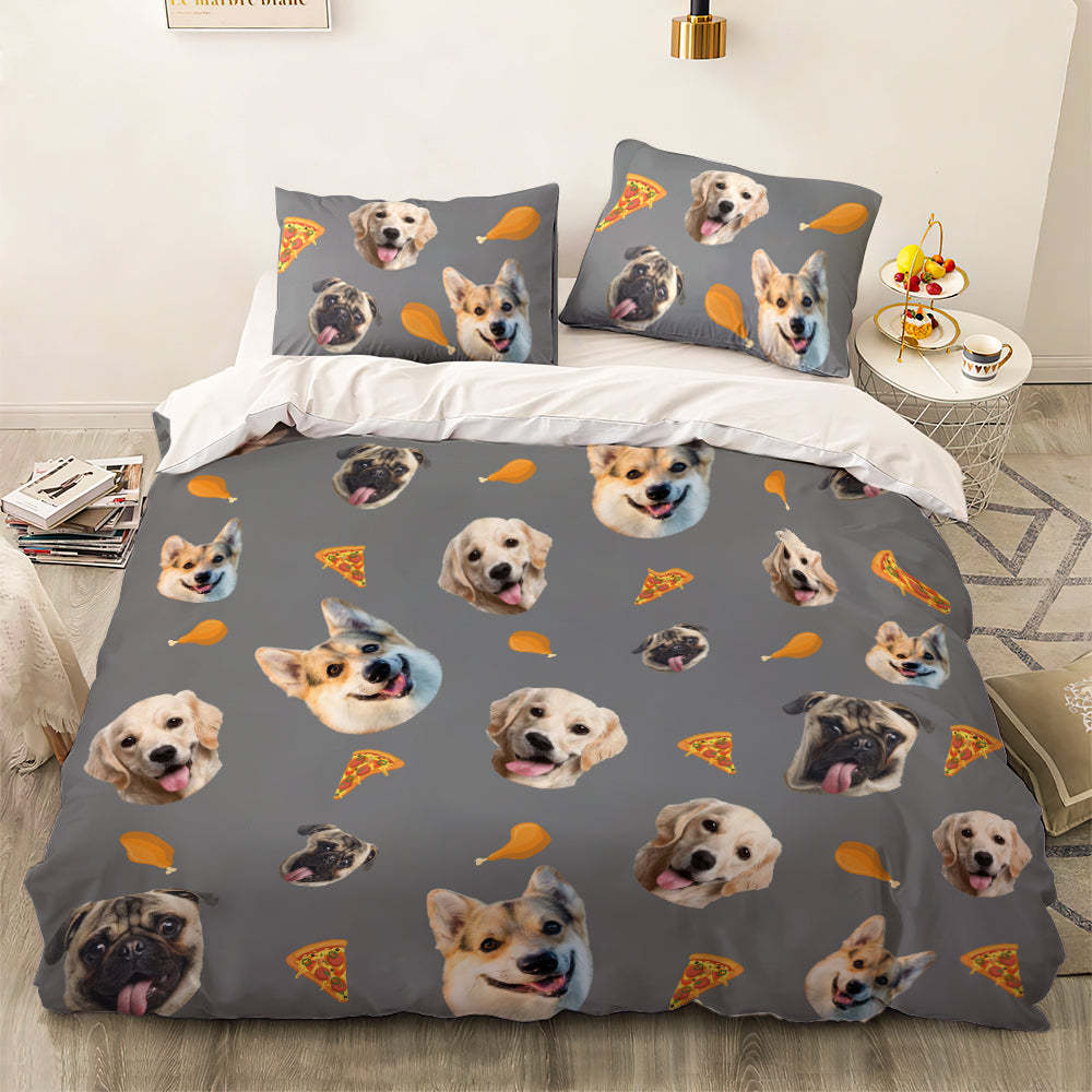 Personalized Pet Face Photo Bedding Set Custom Bedding Duvet Cover Bedding Sheet Gifts