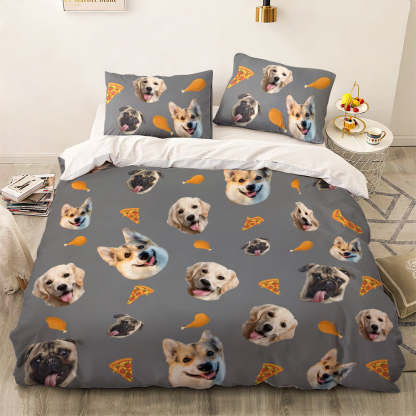 Personalized Pet Face Photo Bedding Set Custom Bedding Duvet Cover Bedding Sheet Gifts