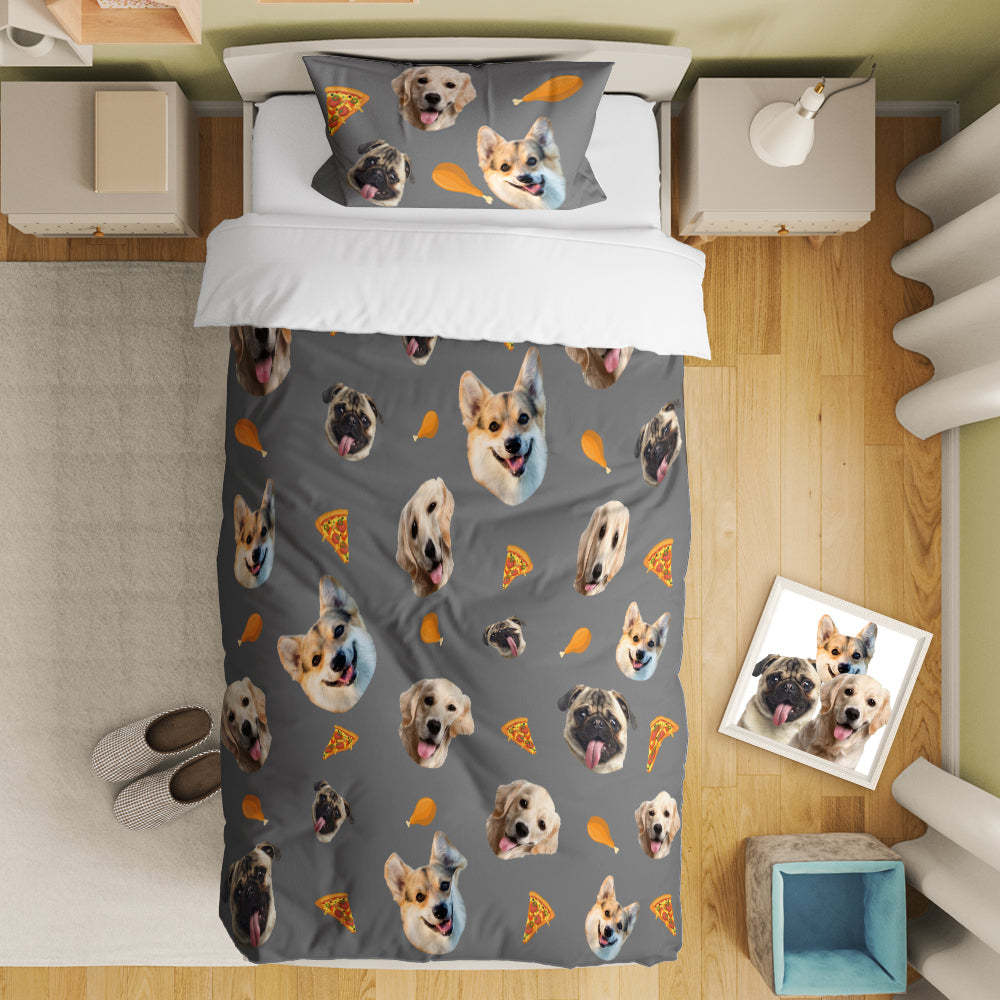 Personalized Pet Face Photo Bedding Set Custom Bedding Duvet Cover Bedding Sheet Gifts