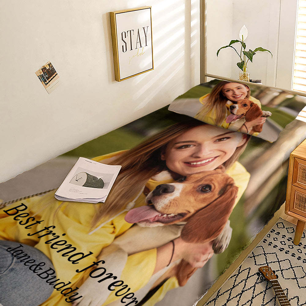 Personalized Pet Face Photo Bedding Set Custom Bedding Duvet Cover Bedding Sheet Gifts