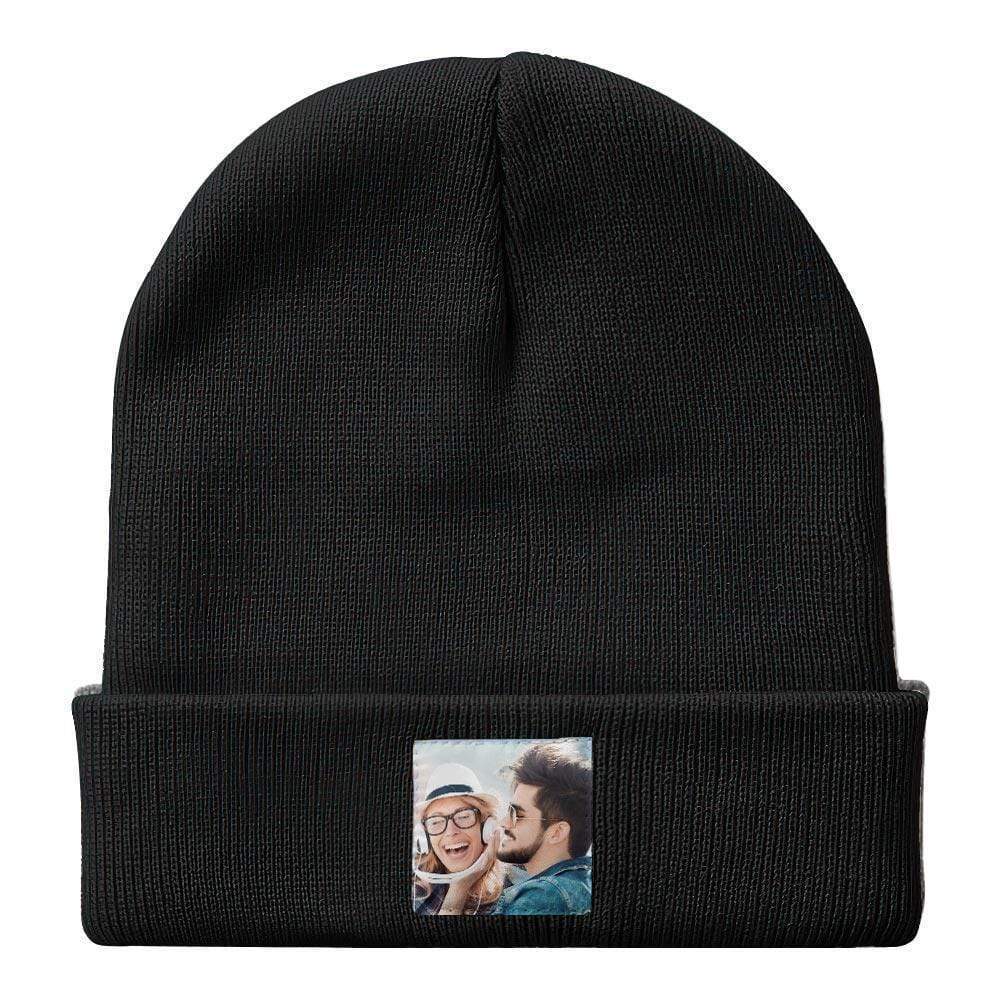 Personalized Photo Beanie Hat Custom Knitted Hat Valentine's Day Gifts-4 Colors