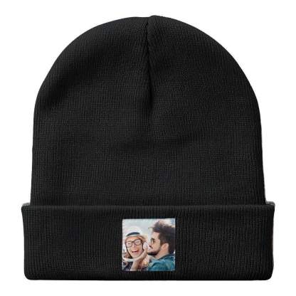 Personalized Photo Beanie Hat Custom Knitted Hat Valentine's Day Gifts-4 Colors