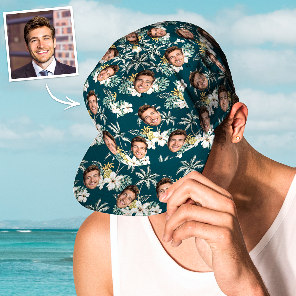 Custom Face Hawaiian Style Baseball Cap Gifts for Him