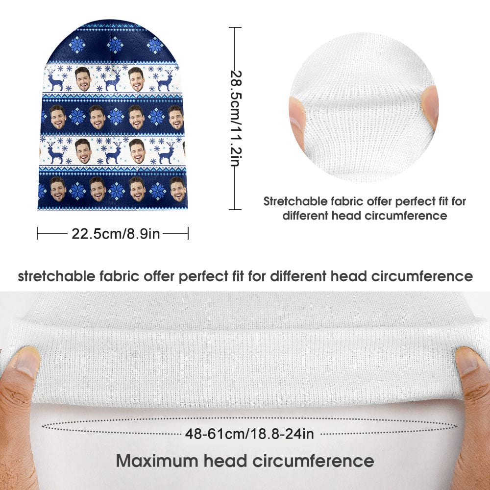 Custom Face Beanie Hat Warm Soft Knit Hat Winter Cap for Christmas Gift