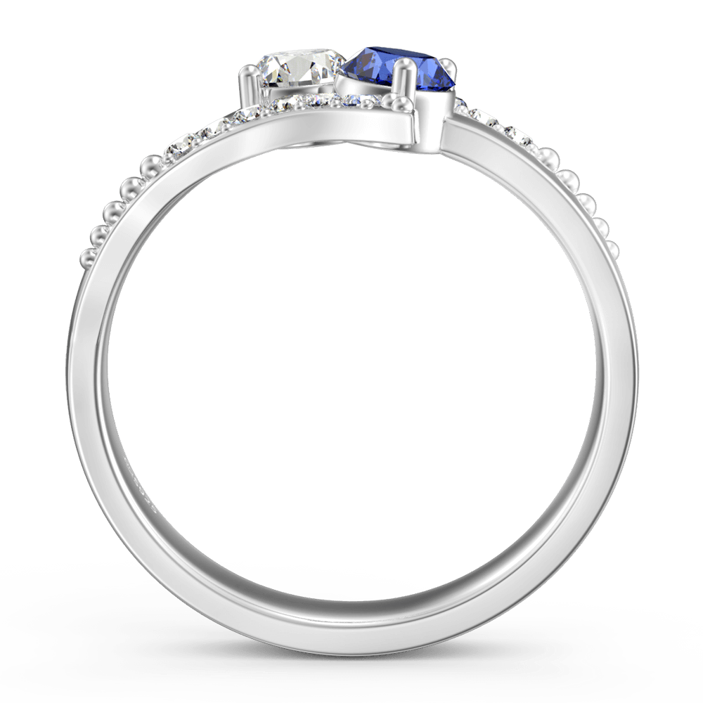 Personalized Two Birthstones Engraved Promise Ring 925 Sterling Silver