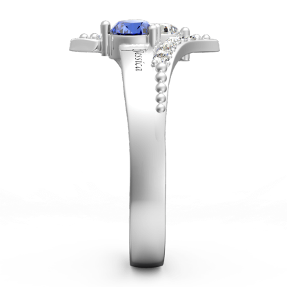 Personalized Two Birthstones Engraved Promise Ring 925 Sterling Silver