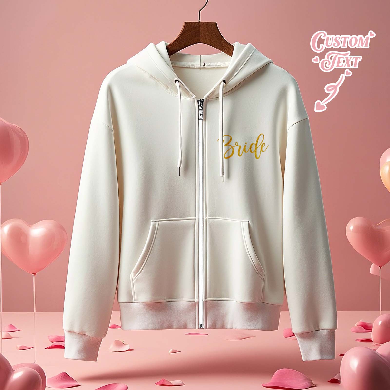 Personalized Mrs Bride Hoodie with Name Zip Up Hoodie Wedding Bridal Shower Gift for Bride