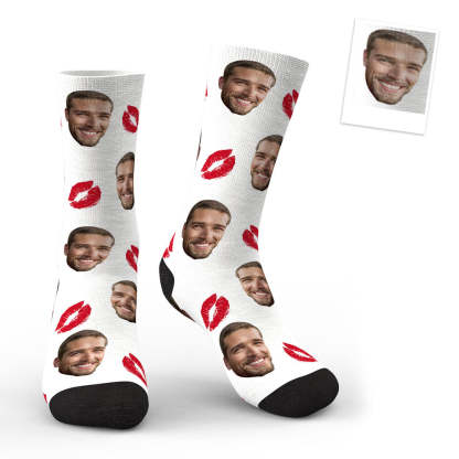 Custom Face Red Lips Kiss Socks