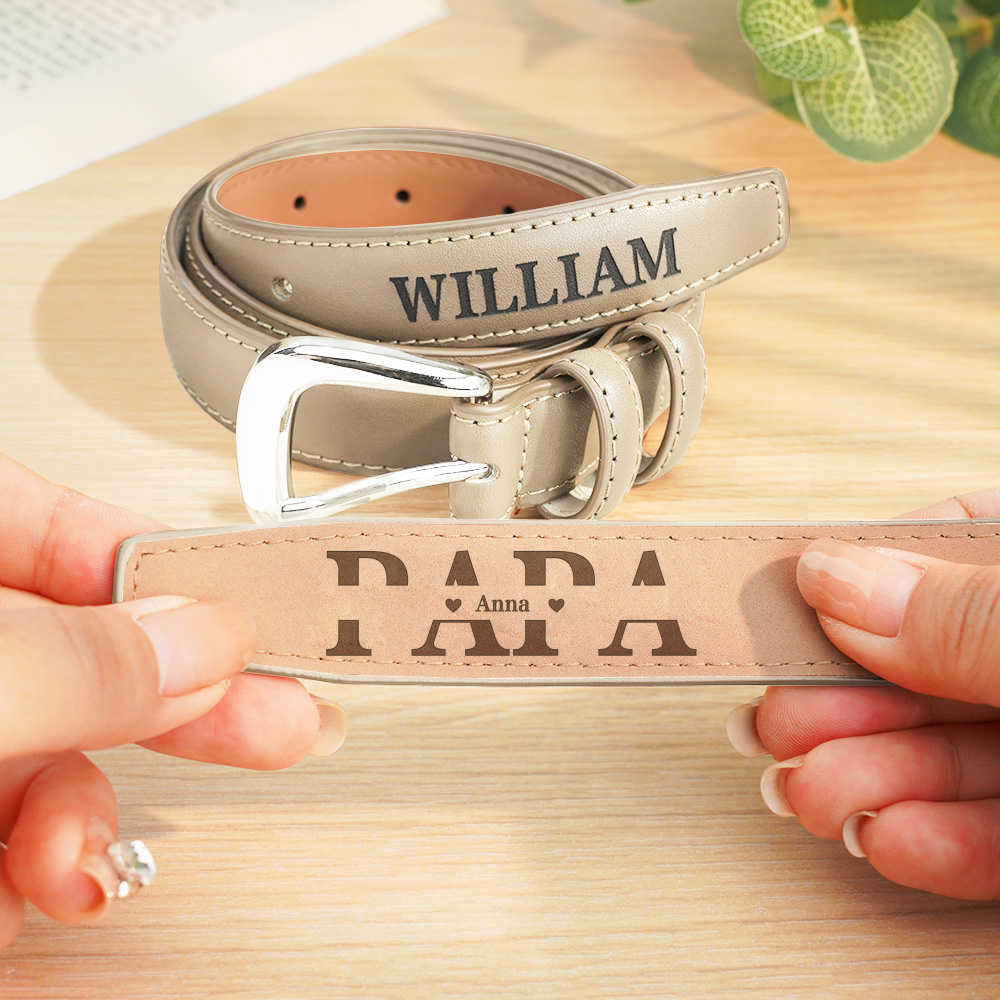 Personalized PU Leather Belt with Engraved Name Men's Belt Father's Day Birthday Gift for Father