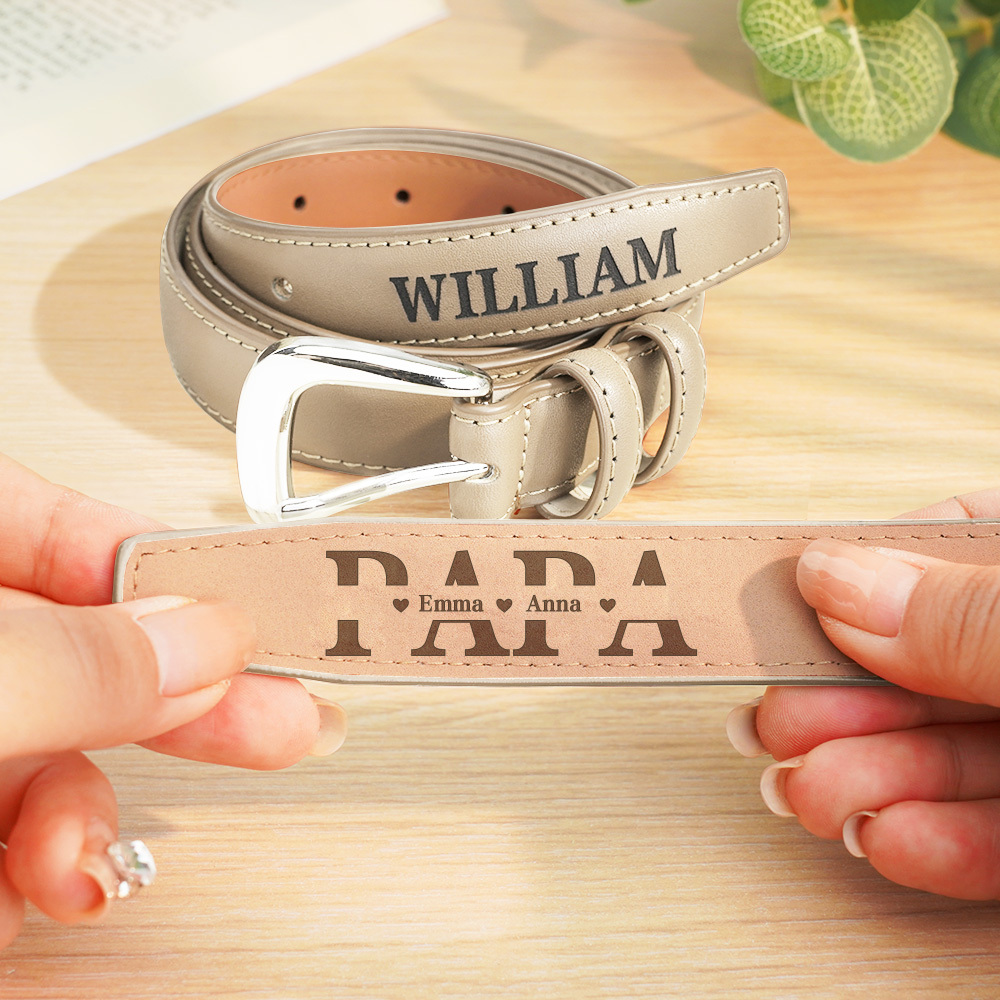 Personalized PU Leather Belt with Engraved Name Men's Belt Father's Day Birthday Gift for Father