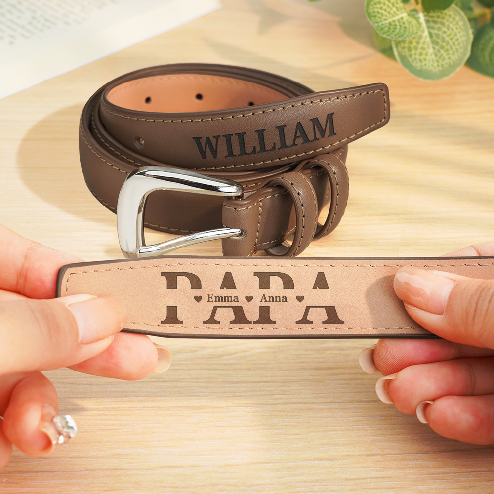 Personalized PU Leather Belt with Engraved Name Men's Belt Father's Day Birthday Gift for Father