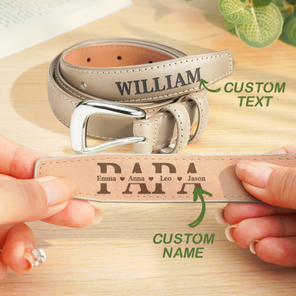 Personalized PU Leather Belt with Engraved Name Men's Belt Father's Day Birthday Gift for Father