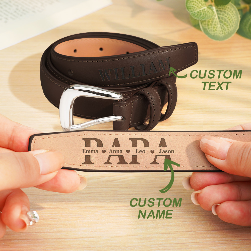 Personalized PU Leather Belt with Engraved Name Men's Belt Father's Day Birthday Gift for Father