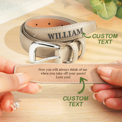 Personalized Men's PU Leather Belt with Engraved Text Birthday Anniversary Gift for Him