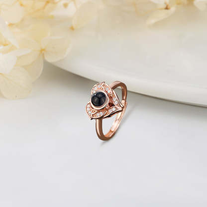 I Love You in 100 Languages Projection Ring Custom Photo Angel Wings Heart Rings