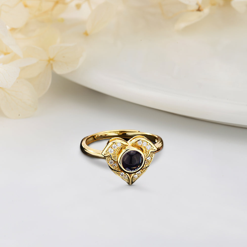 I Love You in 100 Languages Projection Ring Custom Photo Angel Wings Heart Rings