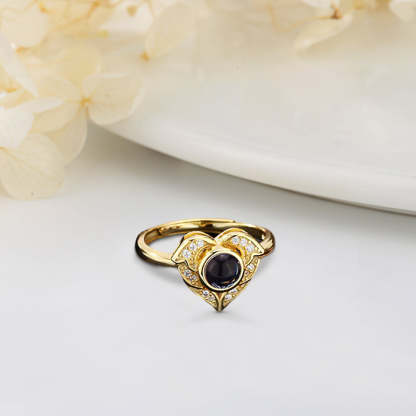 I Love You in 100 Languages Projection Ring Custom Photo Angel Wings Heart Rings