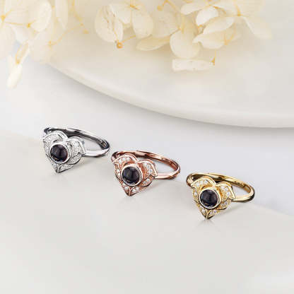 I Love You in 100 Languages Projection Ring Custom Photo Angel Wings Heart Rings