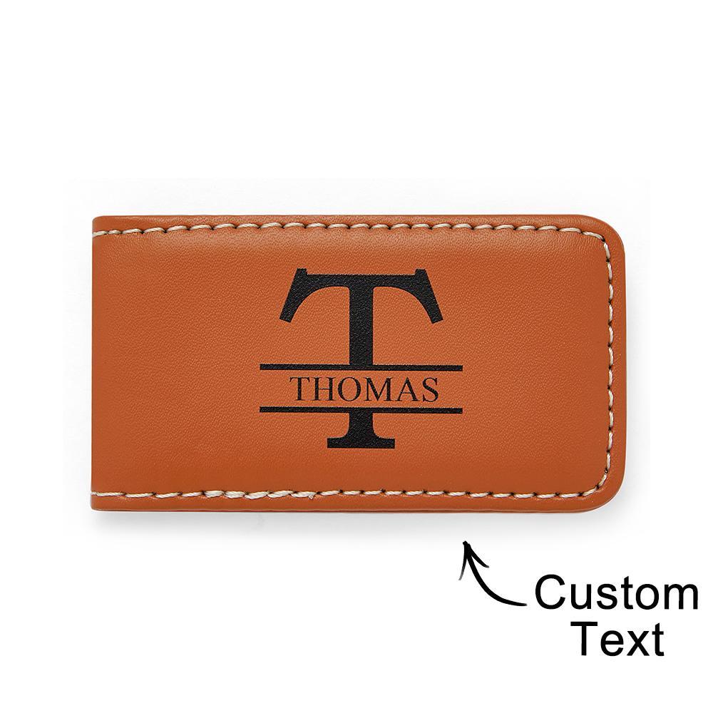 Gifts For Him Husband Gift Mens Leather Wallet Money Clip Custom Money Clip Gifts For Him