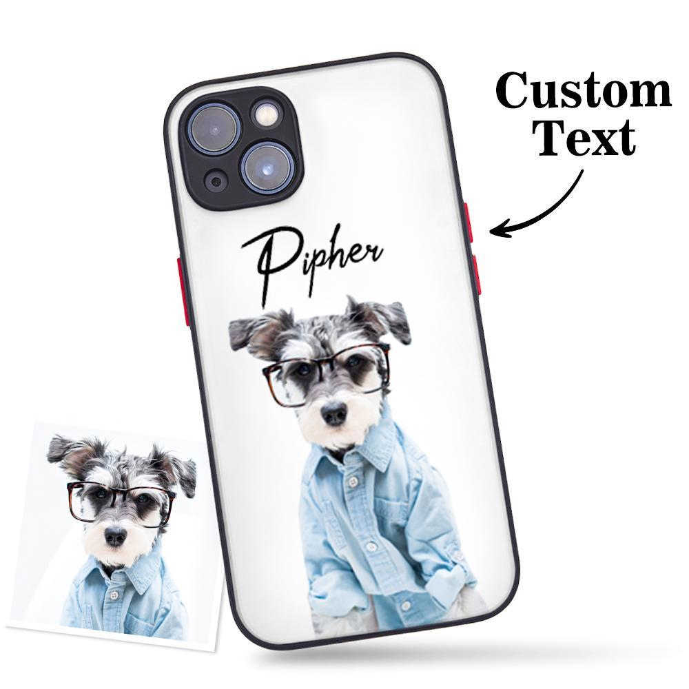 Custom Pet Photo Green iPhone Case with Text Protective Phone Case